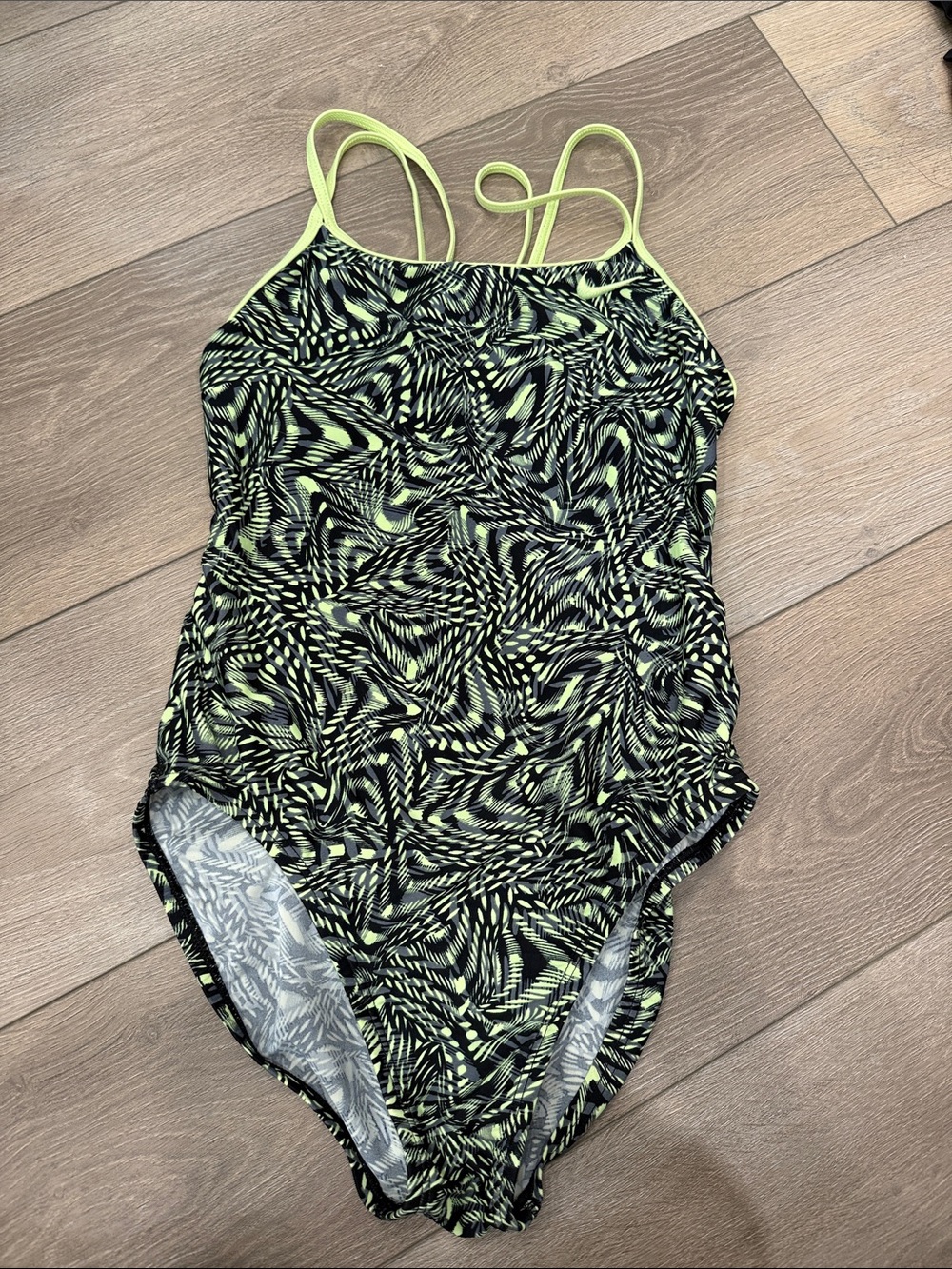 Women’s Nike  Neon Green Patterned One-Piece Swimsuit
